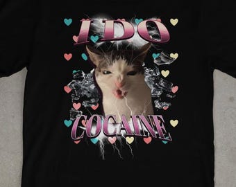 Camiseta con el meme "Yo consumo cocaína" / Camiseta con estampado de gato divertido