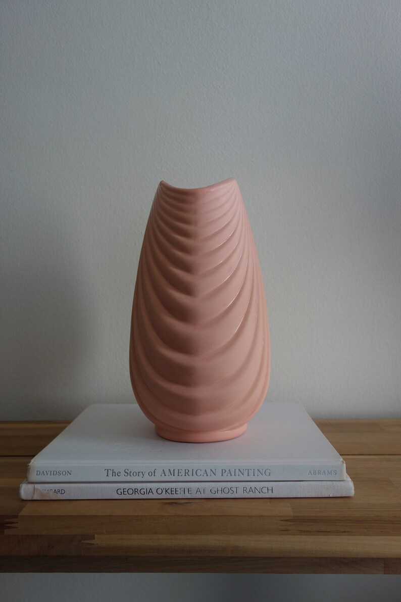 Vintage Light Terracotta Peach Minimalist Art Deco Vase image 2