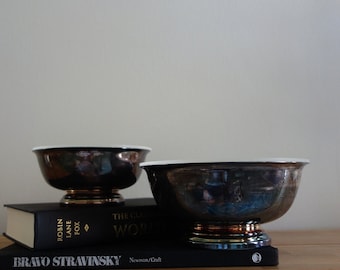 Set of Two Nesting Classic Silver Bowls, with plastic inserts