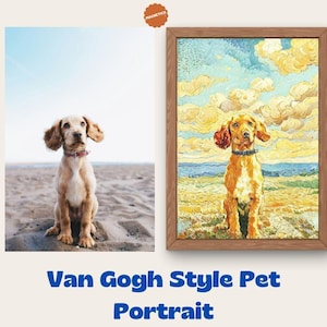 Van Gogh Style Pet Portrait – Custom Pet Memorial Painting from Photo | Eco-Friendly Canvas Wall Art