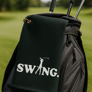 SWING Golf Towel – Gift for Him or Her, Father&#39;s Day Golf Accessory, Unique Sports Towel for Golfers, Golf Club Bag Essential
