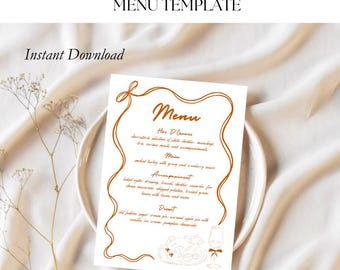 Hand Drawn Thanksgiving Menu, Friendsgiving Dinner Menu, Editable Thanksgiving Menu, Printable 5x7 Menu, Fall Menu Card, Whimsical Menu