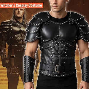 The Witcher Costume Geralt of Rivia Cosplay | Leather Vest with Armor Set Geralt Costume for Comic Con, Halloween | The Witcher Cosplay Out