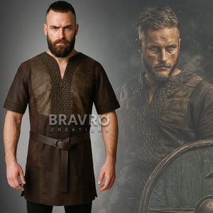 Ragnar Lothbrok Leather Tunic | Vikings Cosplay Vest Warrior Costume | Medieval Norse Viking Outfit | Handmade LARP & Renaissance Fair