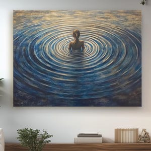 Arte abstracto de ondas de medianoche, olas de agua serenas de color azul plateado y lavanda, movimiento que irradia calma, estética de lago cósmico, lienzo de ensueño pacífico