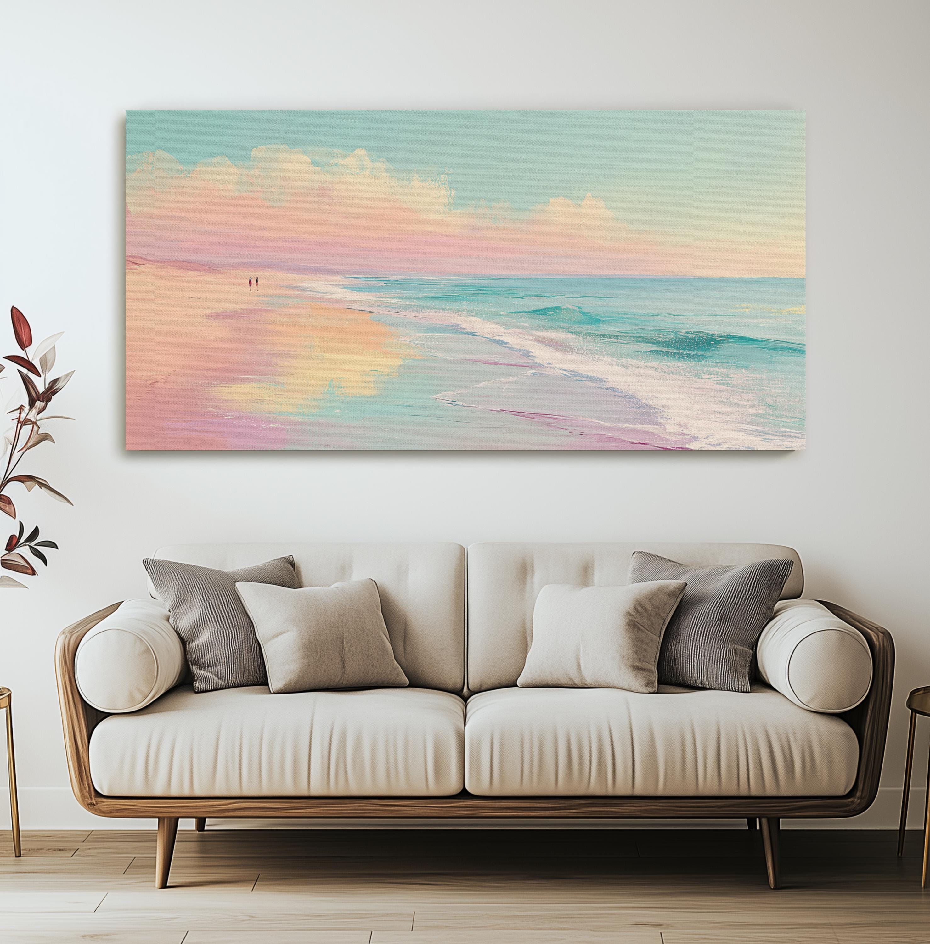 Pastel Modern Beach Canvas Print – Contemporary Coastal Wall Art With ...