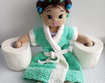 Crochet Doll Toilet Paper Holder Pattern: Quirky Bathroom Decor (PDF Pattern)
