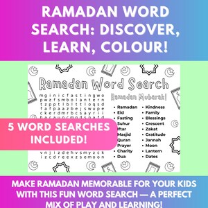 Ramadan & Eid Word Search Printable | Islamic Kids Activity | Educational Muslim Worksheets | Ramadan Activity Book for Children