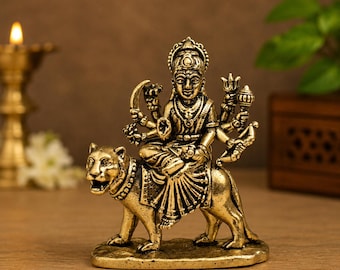 1.5 Inch Mini Brass Goddess Durga Idol