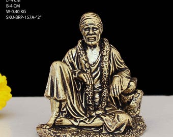 2 Inch Brass Sai Baba Statue - Seated Posture, Divine Blessings (50g)