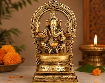 10.5 Inch Brass Ganesh Idol