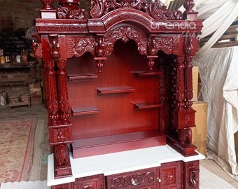 Grand Teak Wood Pooja Mandir