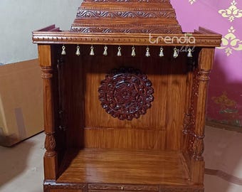 Pure Teak Wood Pooja Mandir with Storage