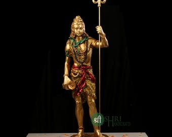 18 Inch Resin Shiva in Copper Painting