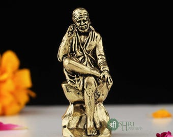 Miniature Brass Sai Baba Statue - 2 Inches, Divine Guidance and Blessings (40g)