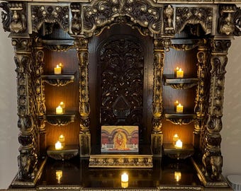 Handcrafted Teak Wood Pooja Mandir for Home