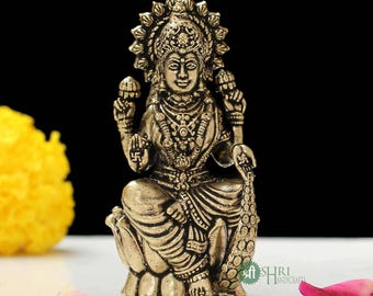 2.5 Inch Brass Goddess Lakshmi Statue - Prosperity and Abundance (50g)