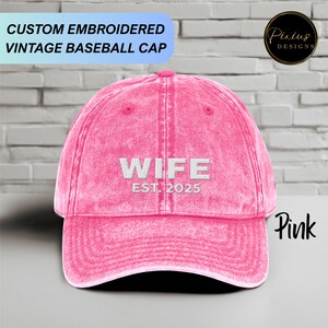Custom WIFE Baseball Cap Embroidered Vintage Style Hat Est Marriage Date Bride Gift Wife Anniversary Present Personalized Roman Numerals