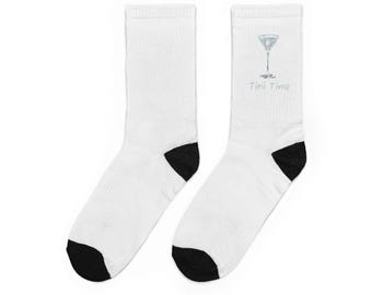 Martiniglas 'Tini Time'-sokken met ronde hals | Cocktailsokken
