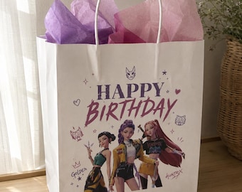 KPop Demon Hunters Birthday Gift Bag | Character Art Party Wrap (Multiple Sizes)