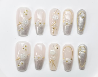 Presse-ongles rose Sakura Cat's Eye fait main