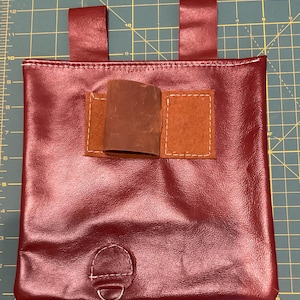 Burgandy leather metal detecting digger pouch