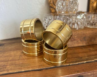 Set of Four Vintage Baldwin Shiny Brass Napkin Rings:  Retro DIning Table Style