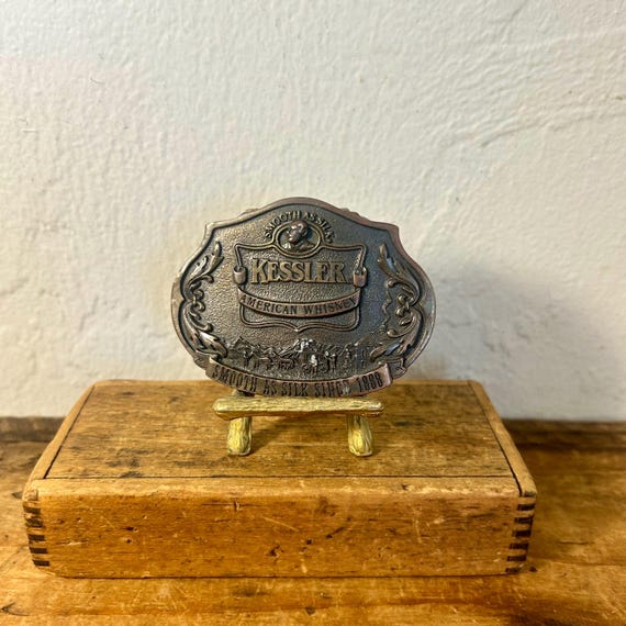 1993 Kessler American Whiskey Metal Belt Buckle:  Retro Fashion Accessories