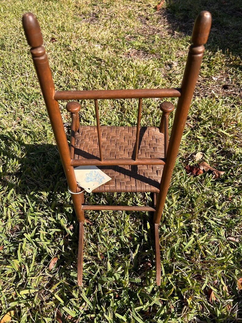 Vintage Handmade Wooden Splint Doll’s Rocking Chair With Arms ...