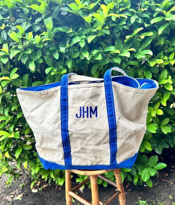 Vintage LL Bean XL Canvas Boat Tote: Monogrammed Zippered Bag - Etsy