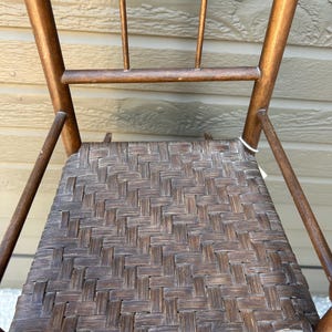 Vintage Handmade Wooden Splint Doll’s Rocking Chair With Arms ...