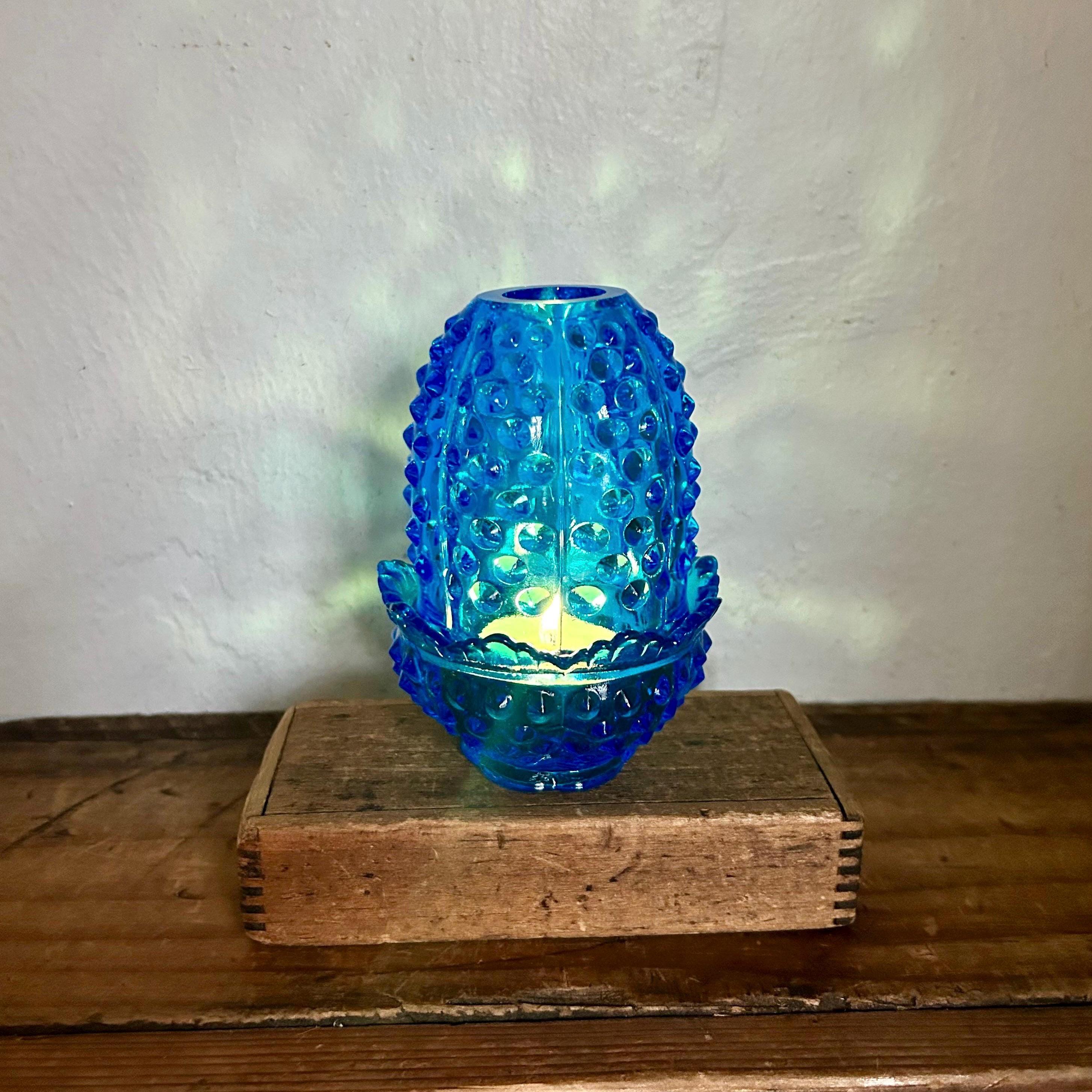 Fenton Blue Vintage Hobnail Lamp - Etsy