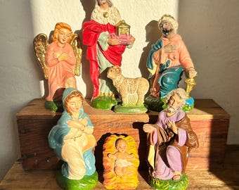 Vintage 13pc Fontanini Depose Italy Nativity Set Spider Mark