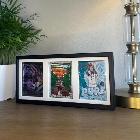 3 Card Top Loader Display Frame – Wall Mount/Self Standing Trading Card Holder – Sports & TCG Card Display - Desk Display