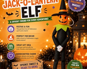 Jack-O-lantern Elf Halloween Decoration – Festive Holiday Decor
