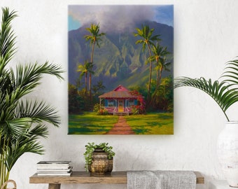 Hawaii Art Painting, Tropical Wall Art Canvas, Kauai Art Large Landscape Painting, Hanalei Kauai Painting, Big Hawaii Canvas, Hawaii Decor