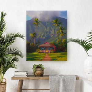 Hawaii Art Painting, Tropical Wall Art Canvas, Kauai Art Large Landscape Painting, Hanalei Kauai Painting, Big Hawaii Canvas, Hawaii Decor image 1