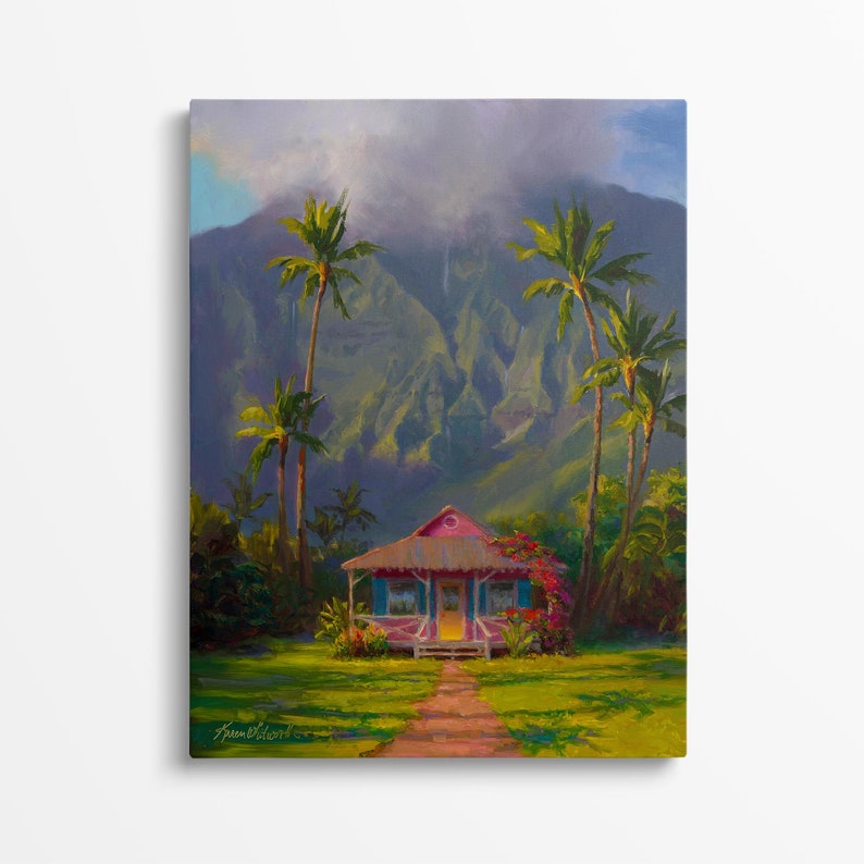 Hawaii Art Painting, Tropical Wall Art Canvas, Kauai Art Large Landscape Painting, Hanalei Kauai Painting, Big Hawaii Canvas, Hawaii Decor Gallery Wrap Canvas