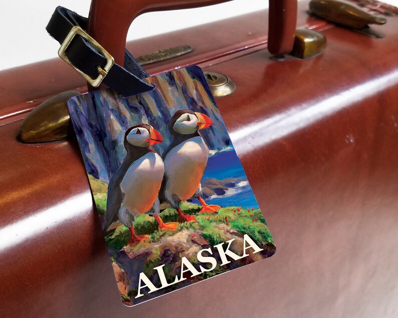 Alaska Luggage Tag Alaskan Cruise Travel Puffin Gift Idea Etsy