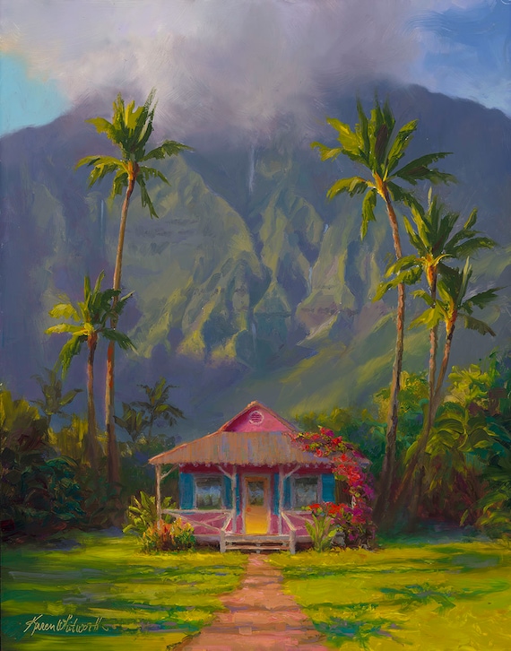 Hawaiian Landscape Wall Art Print Tropical Painting of Etsy