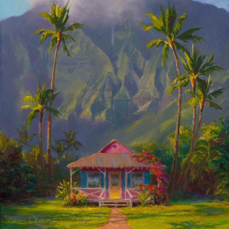 Hawaii Art Painting, Tropical Wall Art Canvas, Kauai Art Large Landscape Painting, Hanalei Kauai Painting, Big Hawaii Canvas, Hawaii Decor image 2
