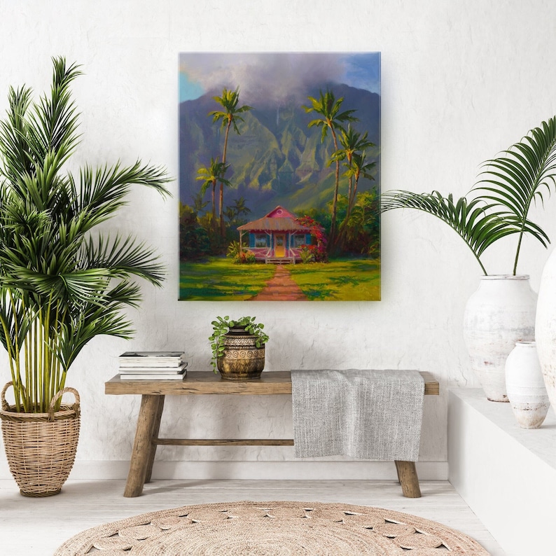 Hawaii Art Painting, Tropical Wall Art Canvas, Kauai Art Large Landscape Painting, Hanalei Kauai Painting, Big Hawaii Canvas, Hawaii Decor image 1