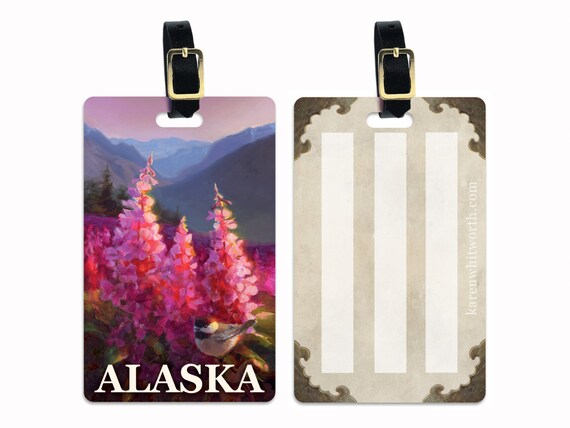 Alaska Luggage Tag Alaska Cruise Gift Mountain Wildflowers | Etsy