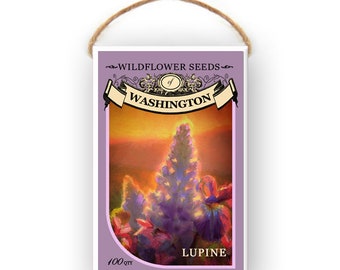 Wild Lupine Flower Seed Packets - Wildflowers of Washington Wedding Seed Favors- Party Favors- Purple Wildflowers- Seed Ornaments- Gardener