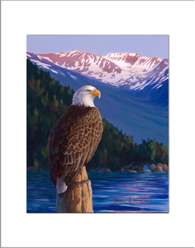 Bald Eagle Wall Art Print of Alaskan Landscape Painting With | Etsy