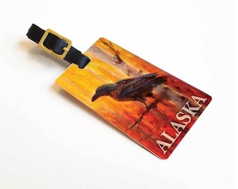 Alaska Luggage Tag - Raven Bird Travel Accessories  - Alaska Cruise Ornament Bag Tag Gift Idea