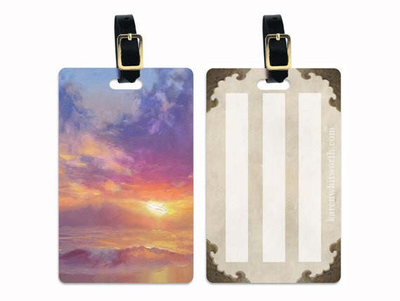 Colorful Hawaii Flowers Luggage Tag Label Travel Bag Label With Privacy Cover Luggage Tag Leather Personalized Suitcase Tag Travel Accessories