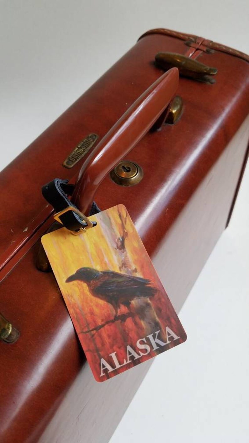 Alaska Luggage Tag Raven Bird Travel Accessories Alaska - Etsy