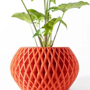 Unique 3D Printed Planter/Flower Pot with Drainage Holes, & Drip Tray.  Ecofriendly, Functional,  Modern Home Decor, PP0010 - Premium Colors
