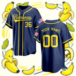 Custom Bananas Jersey, Personalized Name Number Banana Shirt, Yellow Team Uniform Gift for Savannah Bananas Fans Kids Boys Girls image 4
